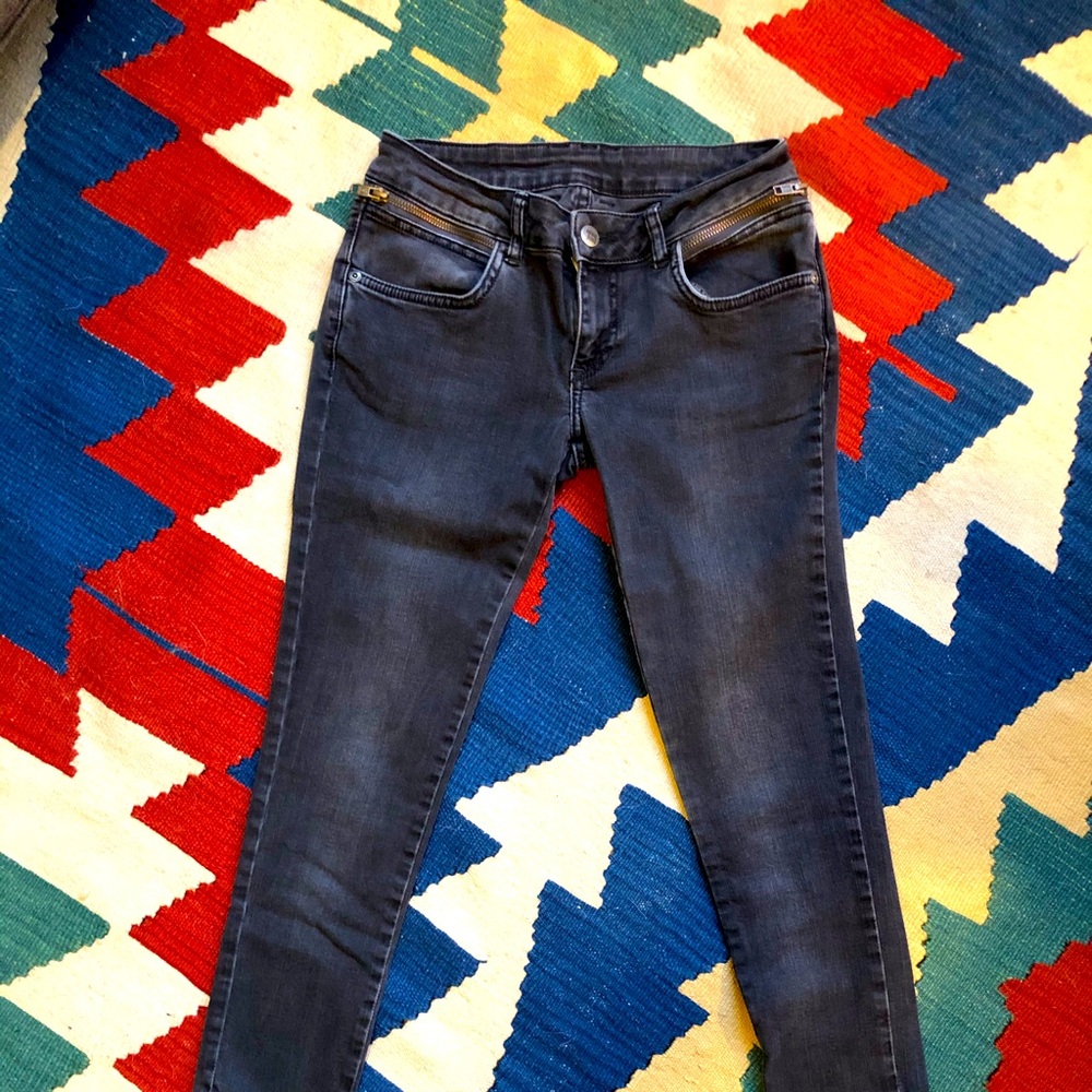 Anine Bing Double Zipper Charcoal Jeans - Sz. 26